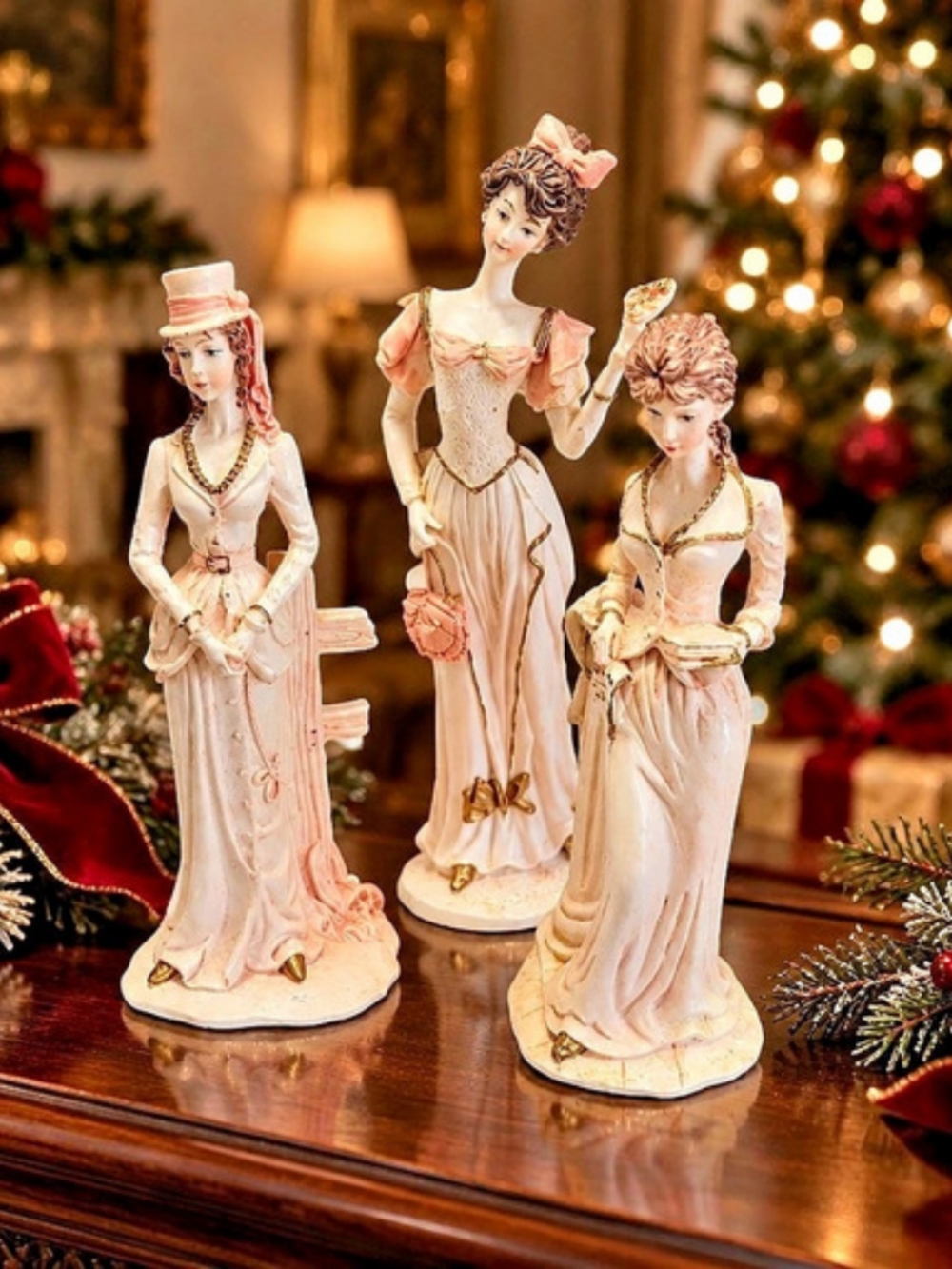 Victorian Artmark Mario Collection Victorian Lady Figurines Set Of 3 Resin